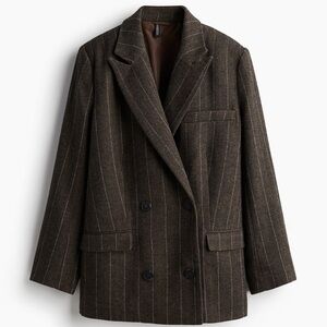 H&M Brown Herringbone Pinstripe Blazer